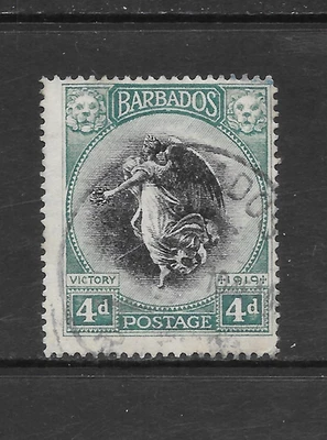 BARBADOS  SCOTT 146 USED FINE - 1920 4p GRY GREEN & BLACK ISSUE - VICTORY - Image 1 of 2