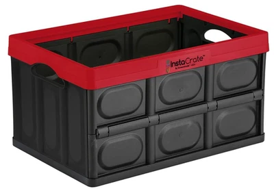 3-pk GreenMade InstaCrate 12-Gal Collapsible Storage Bin Plastic Black 21x14x11” - Image 1 of 4