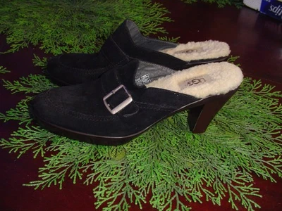 UGG Australia Isabella Black Suede with Buckle- Heels Mule shoes Women's 9 - Image 1 of 4
