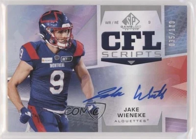 2021 SP Game Used Edition CFL Scripts /100 Jake Wieneke #S-WI Auto - Image 1 of 2