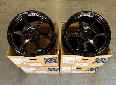 ADVAN RACING RG-4 18x9.5 5x114 +45 WHEELS RIM FOR 05-21 WRX STI SEMI GLOSS BLACK - Image 1 of 2