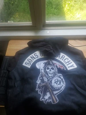 Sons of Anarchy FX Hooded Back Patch Denim Motorcycle Biker Jacket Men Large - Image 1 of 4