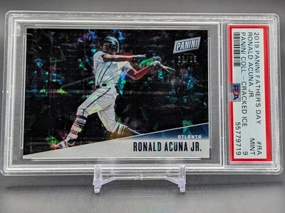 2019 Panini Father's Day #RA Ronald Acuna Jr. Cracked Ice 23/25 PSA 9 - Image 1 of 3