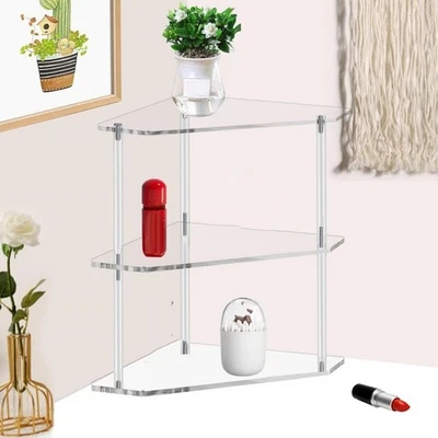 Acrylic Corner Table Easy To Wash 3 Tier Triangular End Table 30lb Withstand - Image 1 of 4