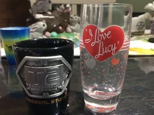1990's T2-3D Terminator 2 + I Love Lucy Universal Studios Park Shot Glasses Vint - Picture 1 of 6