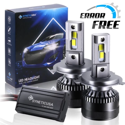 Syneticusa 9003 H4 CSP LED Headlight Bulbs Error Free High-Low Beam 6000K White - Image 1 of 4