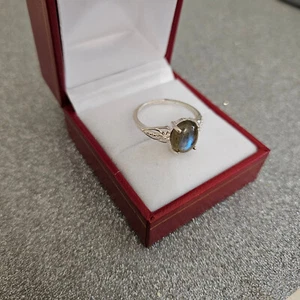 Labradorite & Zircon Ring in Sterling Silver - Picture 1 of 4