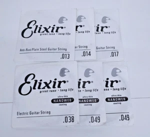 Elixir Guitar Strings NanoWeb coating Anti-Rust Plain Steel Strings - Picture 1 of 8