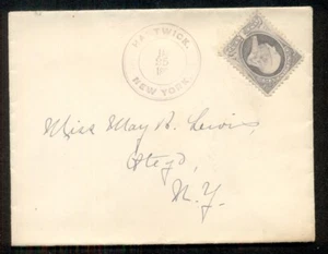 1880's D.P.O. HARTWICK, NEW YORK and fancy star cancels in magenta tying 1¢, VF - Picture 1 of 1