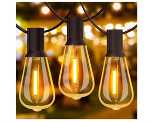 60' Outdoor String Lights LED Waterproof Shatterproof Vintage Bulbs Patio Gazebo - Picture 1 of 8