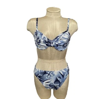 Jantzen De Colección Años 90 Mujeres 10 Tropicales Florales Natación Top y Bikini Parte Inferior Foto 1 de 4