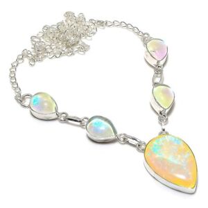 Orange Triplet Opal Gemstone 925 Silver Jewellery Necklace 18" o821