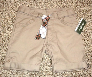 Eddie Bauer Girls Tan Shorts School Uniform Plaid Belt Cuffs Size 6X NEW - Picture 1 of 2