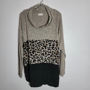 Maurices 24/7 Leopard Sweater Plus Size 2X Lightweight Cowl Neck Soft Pullover - Picture 1 of 4