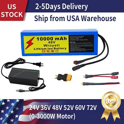 WROYETI 48V 10Ah Ebike Battery 48V Lithinum ion Battery for 200-600W Motor