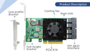 Adattatore switch SSD PCIe3.0 x8 a 4 x U.2 NVMe con controller PLX8747 - Foto 1 di 11