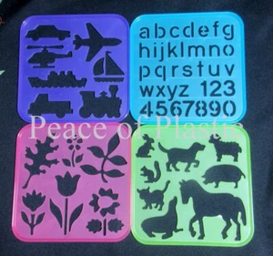 Tupperware Kunsthandwerk Schablonen Set Tracer Alphabet, Transport, Tiere Blumen - Bild 1 von 4