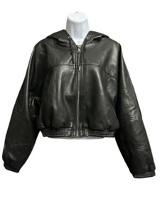 Windsor XL Coat Popular Slick Black Faux Leather Cropped Foxy Bomber Jacket NWOT - Picture 1 of 5