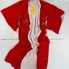 Chinese Kimono Red Womens Open Front Embroidered Dragon Gown