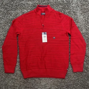Chaps by Ralph Lauren Sweater Mens Small Red 1/4 Zip Pullover 3D Knit 2020 - Picture 1 of 11