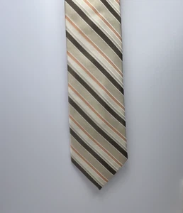 Joseph Abboud Silk Neck Tie Mens Beige Brown Orange Stripe 62.5inX3.25in - Picture 1 of 3