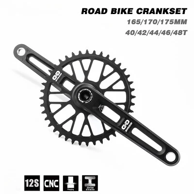 Juego de bielas para bicicleta de carretera con manivela Hollow Tech de 165/170/175 mm 40 42 44 46T plato único Foto 1 de 4