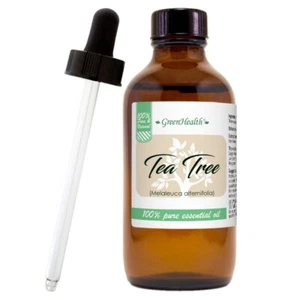 Tea Tree Essential Oil 4 fl oz in Amber Glass Bottle/Glass Dropper - GreenHealth - Picture 1 of 11