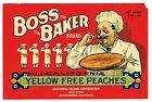 Original Crate Label Vintage C1920 Boss Baker Chef Pastry File Sample Peach 3B