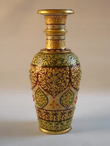 Vintage Traditional Handicraft from India  12” Hand Made & Decorated Marble Vase - Picture 1 of 24