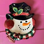 Fitz & Floyd Candy Dish Plate Decorate Snowman Christmas Xmas Hat Holly New