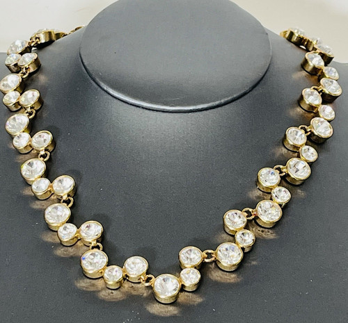 VETEMENTS Clear Rhinestone Statement Collar Necklace Goldt Wedding Prom Party 19"