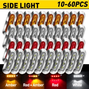 10/30x 12V 4 LED Side Clearance Marker Lights Truck Trailer Lamps White Chrome - Picture 1 of 271