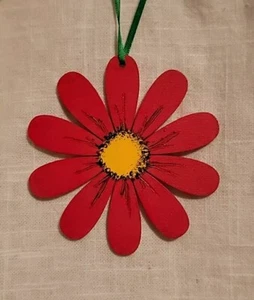 BILLY STRINGS RED DAISY ORNAMENT-FAN ART - Picture 1 of 1