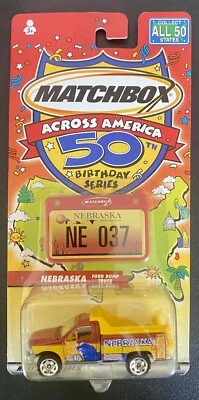 Camión de volteo Ford Matchbox Through America 2001 Nebraska amarillo Foto 1 de 2