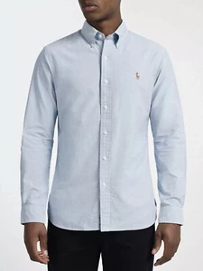 NUEVO Polo Ralph Lauren Para Hombres Manga Larga Oxford Con Botones BSR AZUL Calce Clásico - Imagen 1 de 2