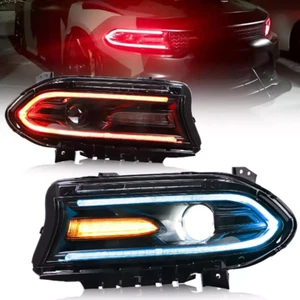 Pair VLAND For Dodge Charger SRT LED Headlights DRL Multicolor Change 2015-2023 - Picture 1 of 19