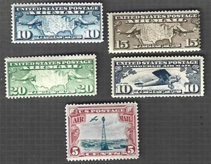 US Stamps, Sc#C7-C11, US AIRMAIL STAMPS, MNH, OG, 1926-30, CV-28.85 - Picture 1 of 1