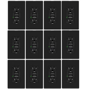 GFCI Outlet 20 Amp Weather Resistant TR GFI Duplex Receptacles ETL Black 12 Pack - Picture 1 of 12