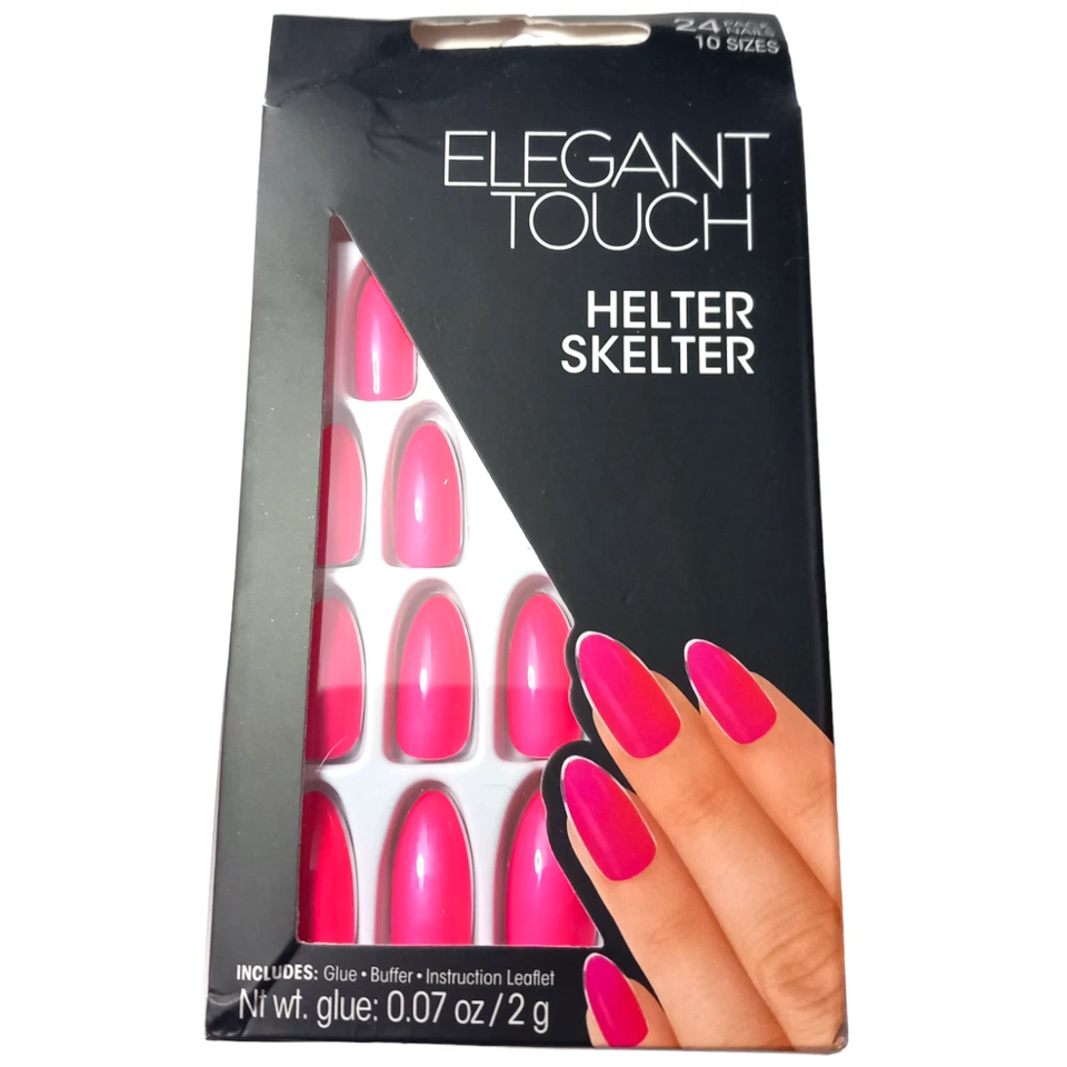 Elegant Touch Helter Skelter Stiletto False Nails Bright Pink