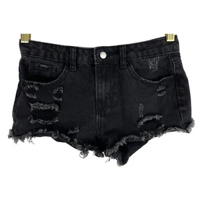 Shein Black Cutoff Denim Shorts Youth Size 10Y Distressed - Picture 1 of 10