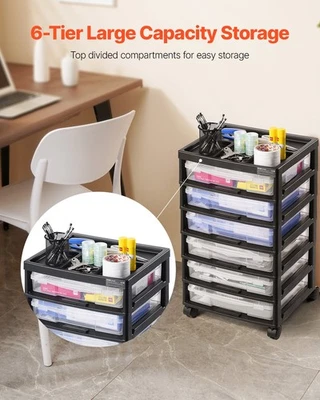 New Scrapbook Rolling Storage Cart, 6-Tier Large Capacity with Organizer Top, - Image 1 of 4