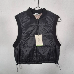 Alpine Design kurze Steppweste Damen klein schwarz durchgehender Reißverschluss Taschen cropped - Bild 1 von 10