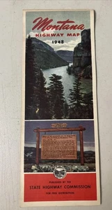 1948 MONTANA Official State Highway Road Map Helena Missoula Great Falls Glacier - Picture 1 of 4