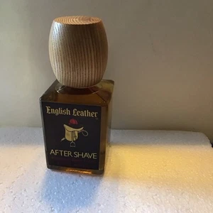 Vintage Old English Leather 8 oz After Shave Paper Label Wood Top, Full, NO BOX - Picture 1 of 12