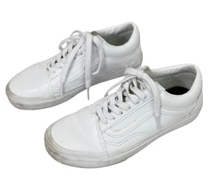 Vans Women's Old Skool Skateboard Shoe Sneaker All White Leather Low Size 6.5 - Picture 1 of 10