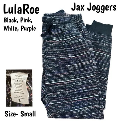 Joggers LulaRoe Jax Usados en Excelente Condición Negro Blanco Púrpura Rosa TALLA Pequeña Foto 1 de 2