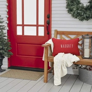 Sorra Home Indoor/Outdoor Pillow, 13 in x 20 in x 6 in, Jockey Red and Canvas... - Picture 1 of 6