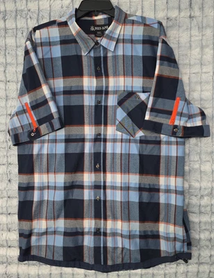 Red Ape Blue Plaid Button Up Men's 3XL Shirt Classic Casual Dress Back Logo - Image 1 of 4