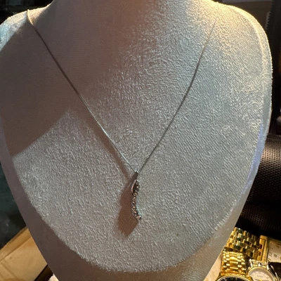 Sterling Silver White Sapphire Infinity Journey Pendant Necklace Alwand Vahan - Image 1 of 4