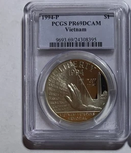 1994-P Vietnam Veterans Memorial Commemorative Silver Dollar PCGS PR69 DCAM - Picture 1 of 2